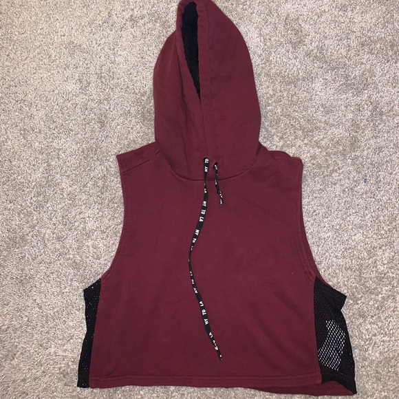 Forever 21 Maroon & Black Sleeveless Hoodie size S - Picture 4 of 11